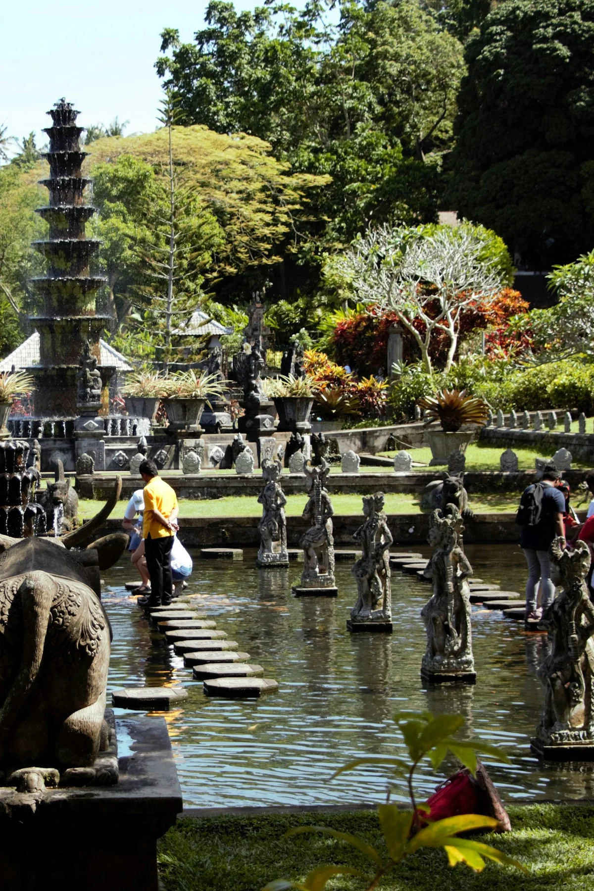 Tirta Gangga water palace gardens and stepping stones in Bali