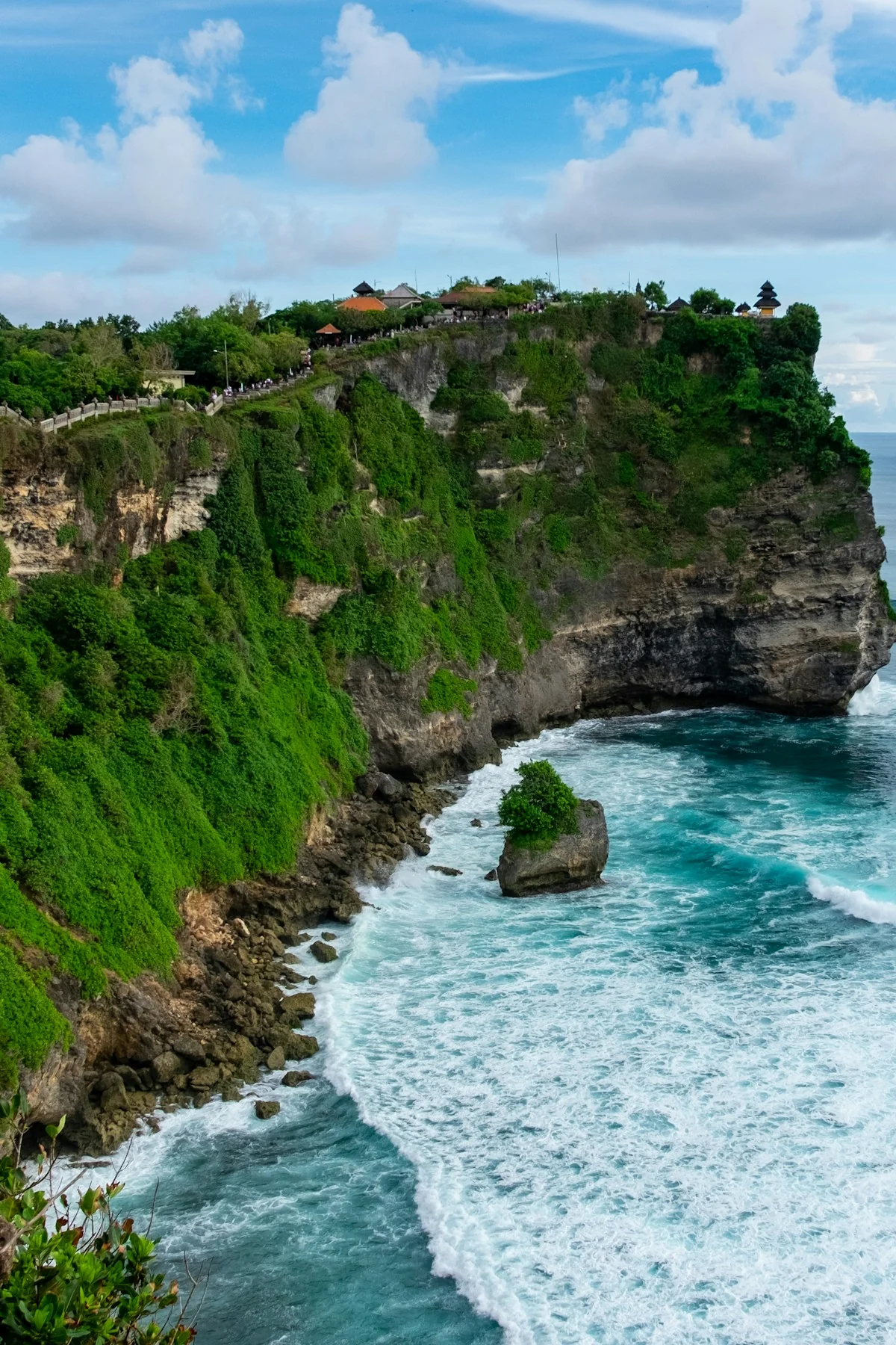 Uluwatu Temple cliffs overlooking the Indian Ocean in Bali